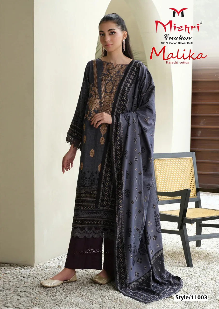 Malika Vol 11 By Mishri Karachi Lawn Cotton Printed Dress Material Suppliers In India